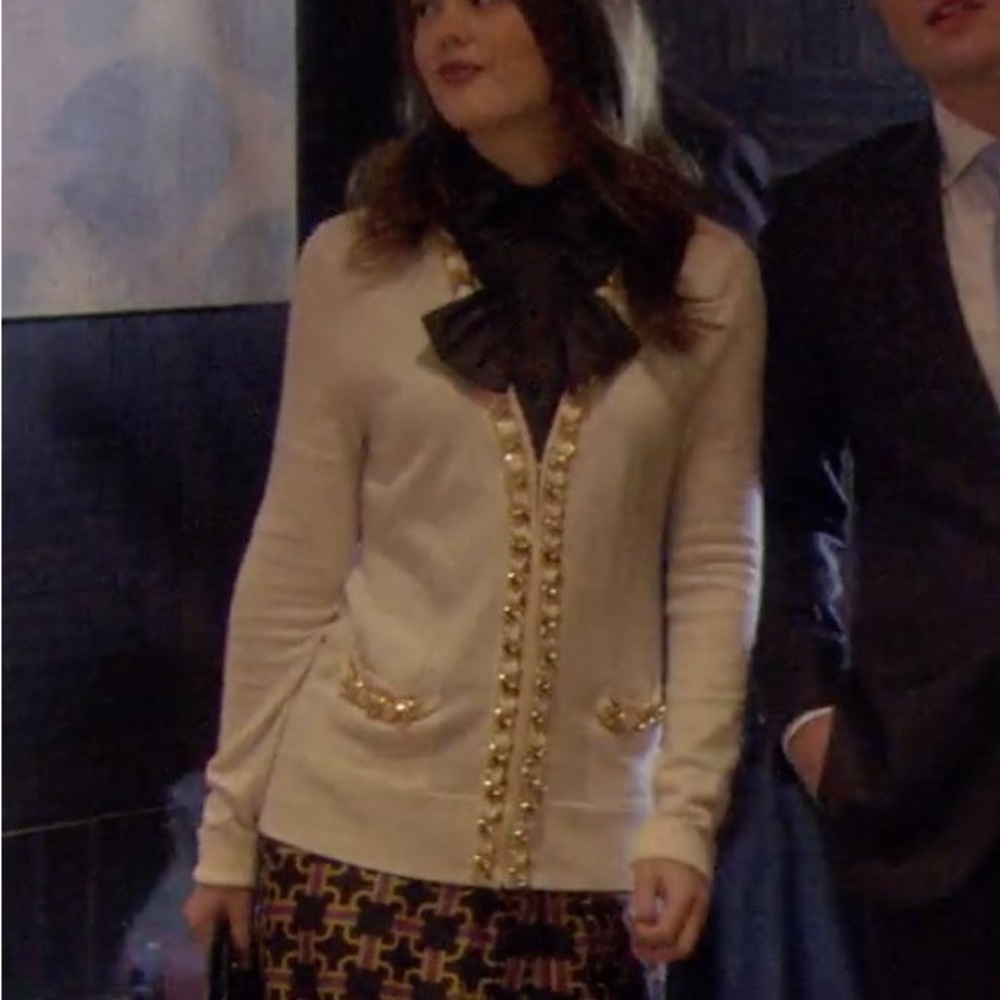 💖❤️ Blair Waldorf ✨ Milly Cream Chain Cardigan S - Picture 2 of 7